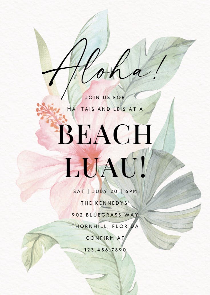 Tahitian dream - luau party invitation